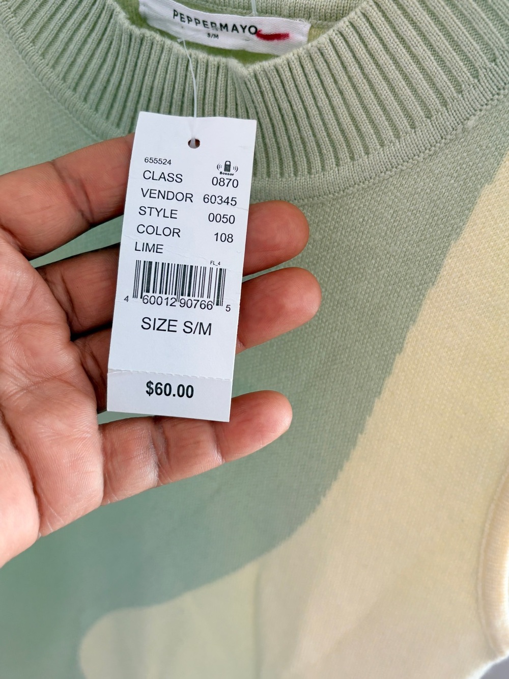 Peppermayo Colorblock Knit Tank Dress in Sage Green and Pale Yellow - Picture 4 of 5